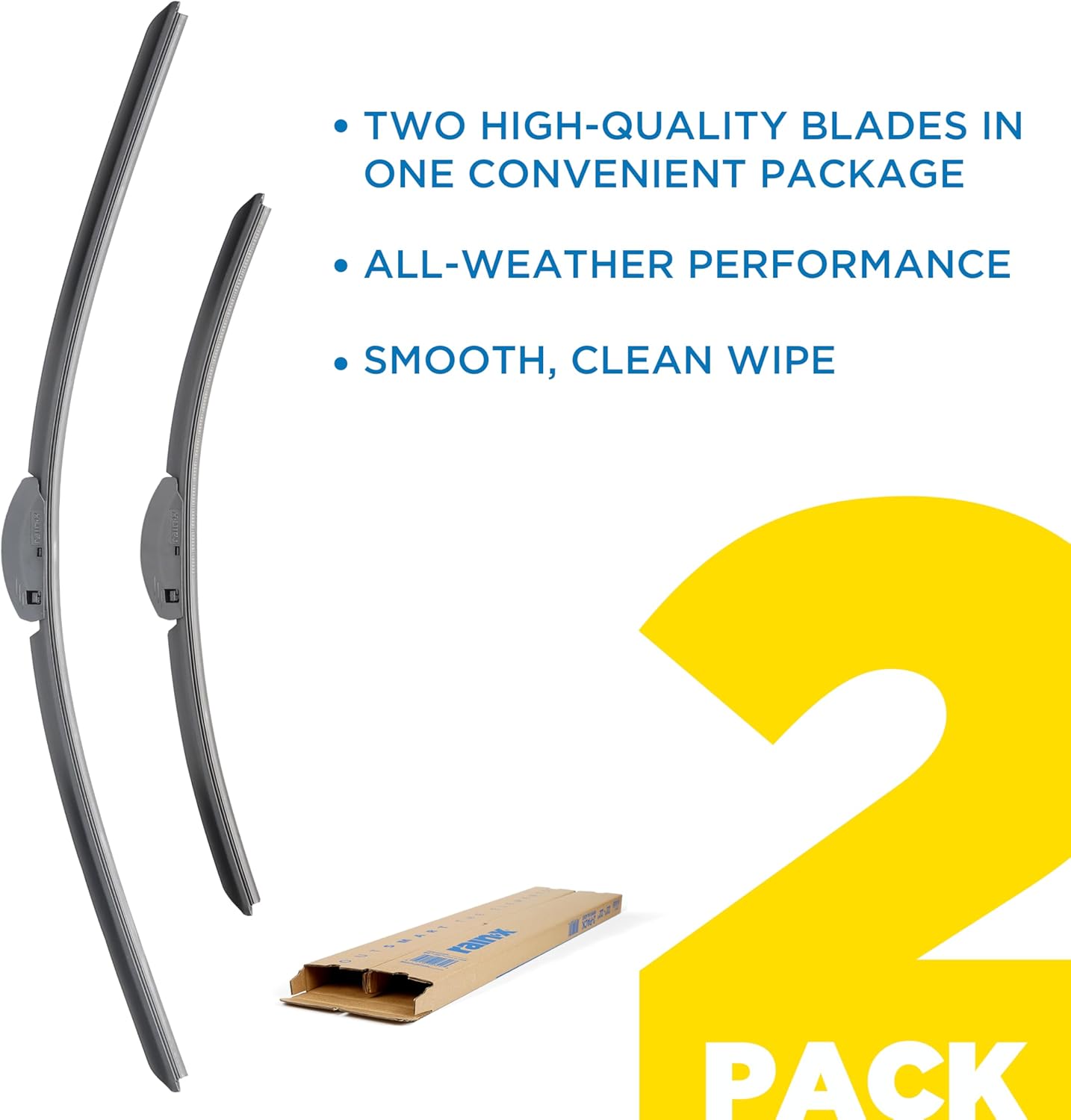 Rain-X 810330 Total Clear Beam Wiper Blades 26 & 16 Windshield Wipers for All-Weather Performance, Rubber Squeegee for Smooth Clean Wipe & Quiet Operation - 2 Pack Value